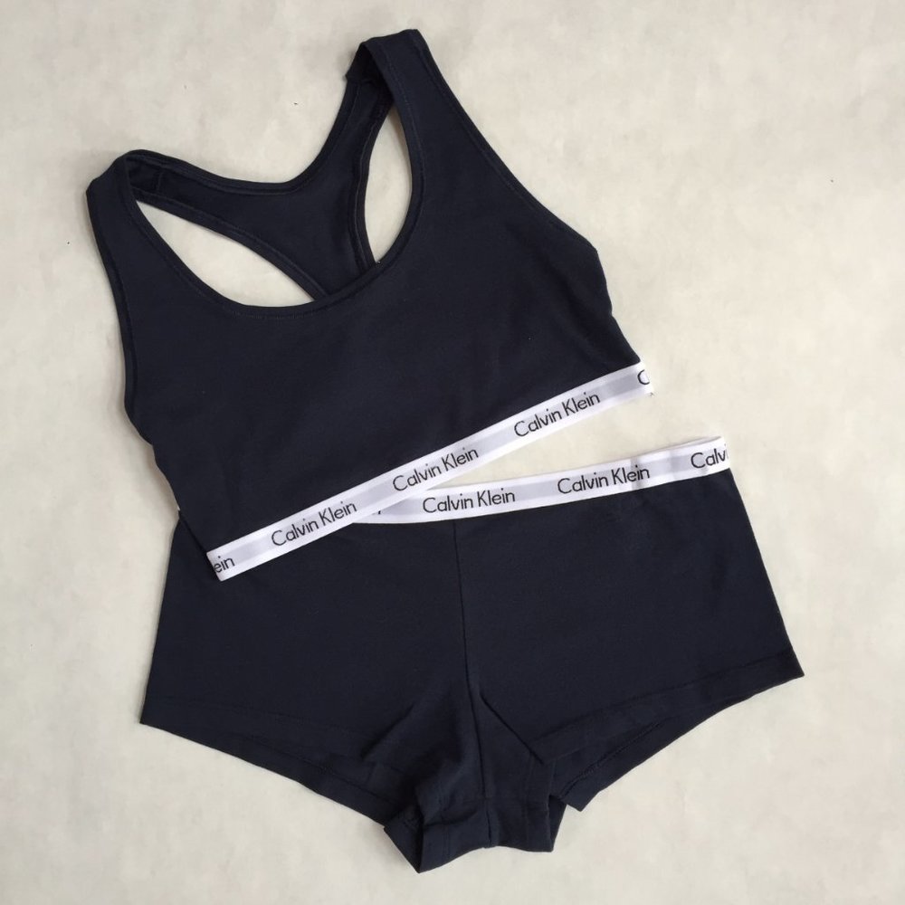 Calvin Klein Navy Blue Bralette & Boyshort Set